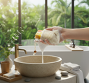 Sisal Soap Bag in Natural Bathroom Setting